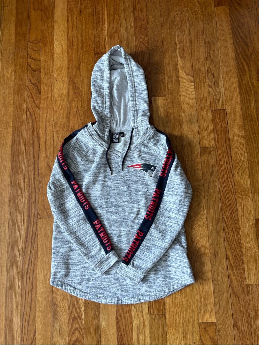NFL Gray New England Patriots Zip-Up Hoodie with Navy Red Trim